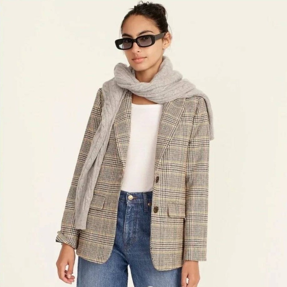 J.Crew Sommerset Blazer 4 Glen Plaid Wool Moon British Cloth Oversized Jacket